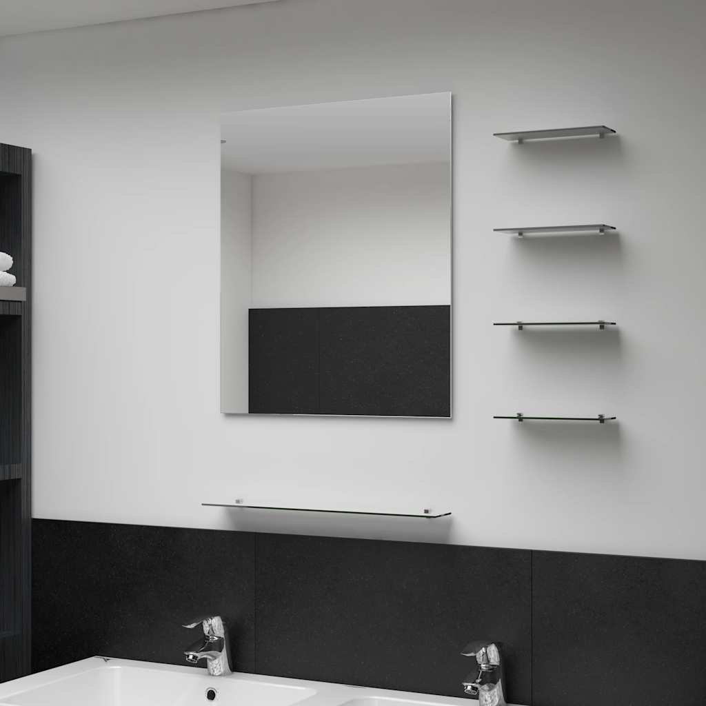 Wall Mirror With 5 Shelves Silver 50X60 Cm